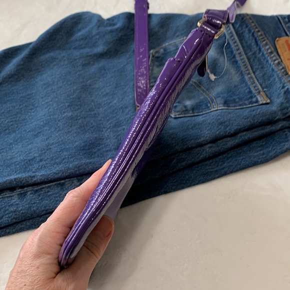 Patent leather Purple Crossbody Purse w/ Gold Hardware Cole Haan EUC - Picture 15 of 16